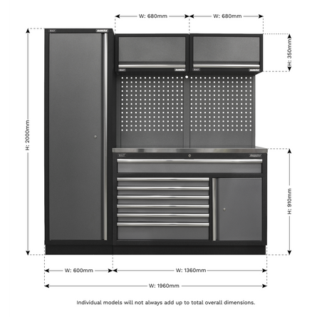 Superline PRO® 1.96m Modular Storage System with Choice of Worktop