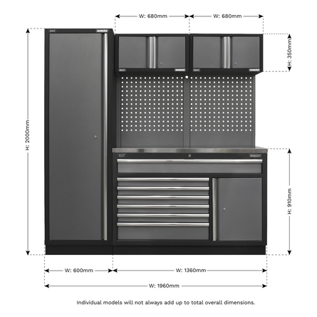 Superline PRO® 1.96m Modular Storage System with Choice of Worktop