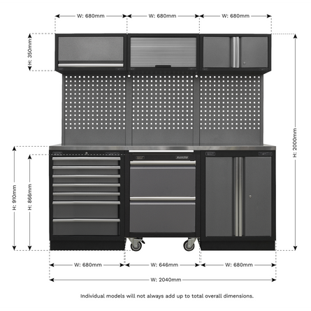 Superline PRO® 2.04m Modular Storage System with Choice of Worktop
