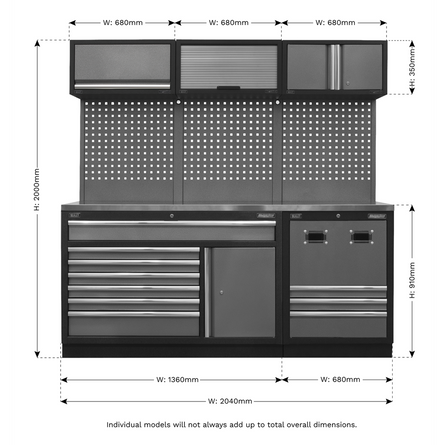 Superline PRO® 2.04m Modular Storage System Combo with Choice of Worktop