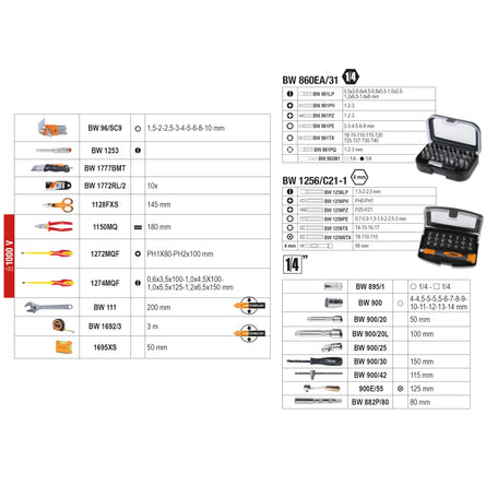 Betaworker 106-Piece Electrotechnical Maintenance Tool Case - BW 2054EL-106