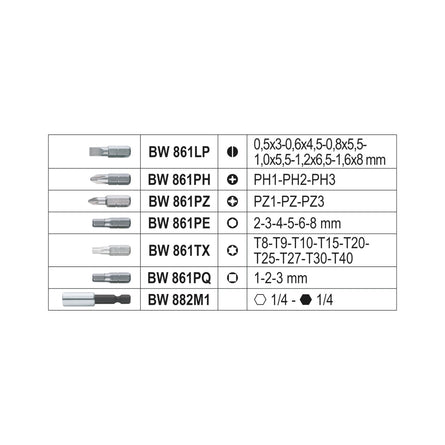 Betaworker 30-Piece Bit Set With Magnetic Bit Holder In Pocket Case - BW 860EA/31