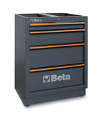Beta C45 Pro 2.0 Gray tool cabinet with four drawers and Beta branding on a white background