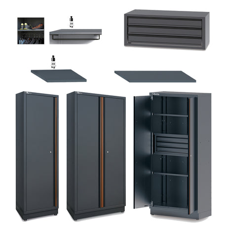 Beta C45PRO 2.0 Collection of gray storage cabinets and shelves on a white background