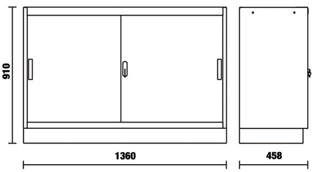 Beta C45PRO 2.0 MAL & MAT — Fixed 1,360 mm Module (Metal or Clear Doors)