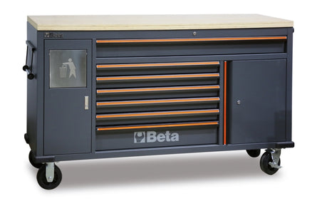 Beta C45PRO 2.0 MWS — Work Station Roller Cabinet with 7 Drawers & Integrated Waste Bin