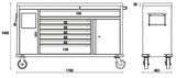 Beta C45PRO 2.0 MWS — Work Station Roller Cabinet with 7 Drawers & Integrated Waste Bin