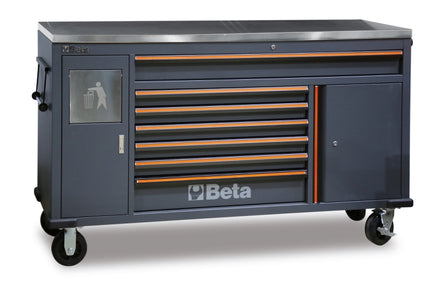 Beta C45PRO 2.0 MWS — Work Station Roller Cabinet with 7 Drawers & Integrated Waste Bin