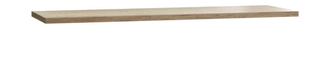 Wooden shelf with dimensions on a white background