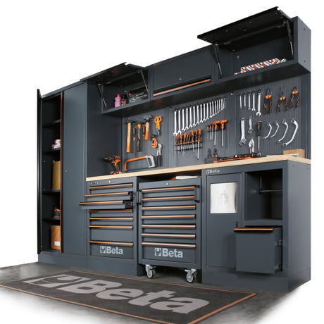 Large tool storage system with various tools and Beta branding on a white background Workshop Tool Storage