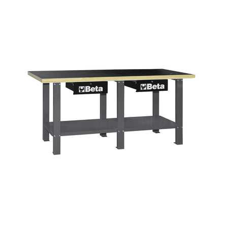 Beta Workbench With Wood Top And 2 Lockable Drawers - C56W - C56W-O