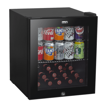 Baridi 50L Table Top Beer & Drinks Mini Fridge 3 - 10°C, Light, Black & Glass - DH12 - DH12 - Sealey Tools UK - Workshop Tool Storage