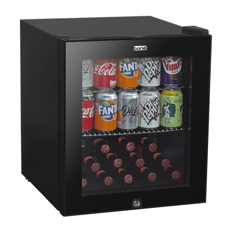 Baridi 50L Table Top Beer & Drinks Mini Fridge 3 - 10°C, Light, Black & Glass - DH12 - DH12 - Sealey Tools UK - Workshop Tool Storage