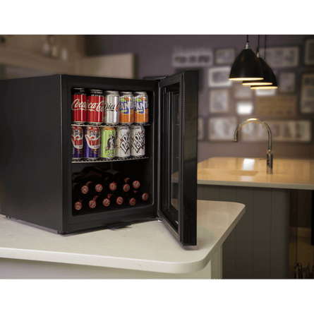 Baridi 50L Table Top Beer & Drinks Mini Fridge 3 - 10°C, Light, Black & Glass - DH12 - DH12 - Sealey Tools UK - Workshop Tool Storage