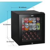 Baridi 50L Table Top Beer & Drinks Mini Fridge 3 - 10°C, Light, Black & Glass - DH12 - DH12 - Sealey Tools UK - Workshop Tool Storage