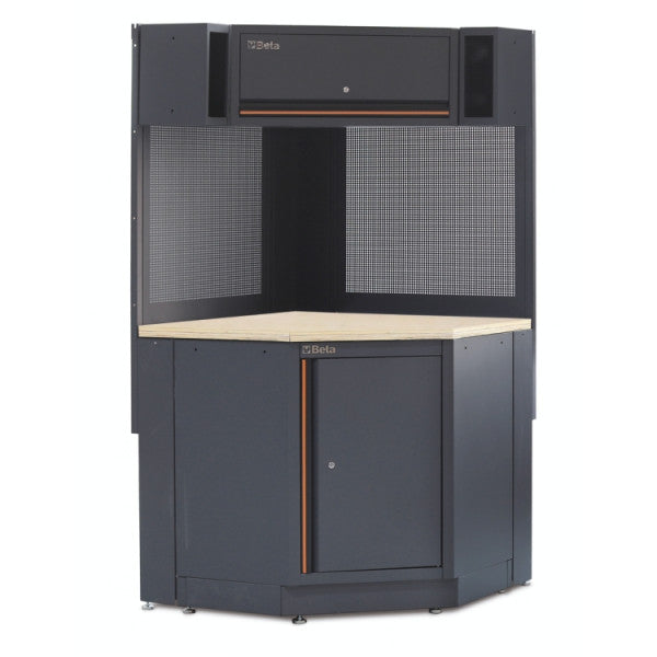 Beta C45 Pro 2.0 Dark gray storage cabinet with a wooden worktop on a white background