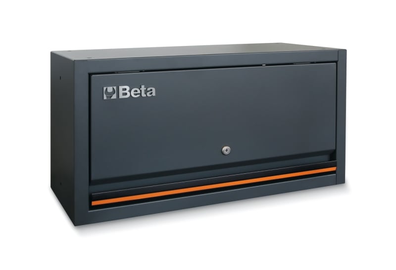 Beta C45 Pro 2.0 Gray metal storage box with orange stripe and 'Beta' branding on a white background