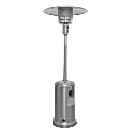 Dellonda 13kW Stainless Steel Commercial Gas Outdoor Garden Patio Heater, Wheels - DG2 - DG2 - Sealey Tools UK - Workshop Tool Storage
