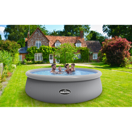 Dellonda 15ft 450cm Round Garden Kids Paddling Swimming Pool & Pump Grey Rattan - DL18 - DL18 - Sealey Tools UK - Workshop Tool Storage