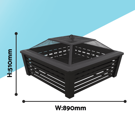 Dellonda 35" Square Outdoor Fire Pit, Black - DG43 - DG43 - Sealey Tools UK - Workshop Tool Storage