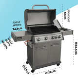 Dellonda 4+1 Burner Deluxe Gas BBQ Grill, Stainless Steel, Side Burner, Ignition - DG17 - DG17 - Sealey Tools UK - Workshop Tool Storage