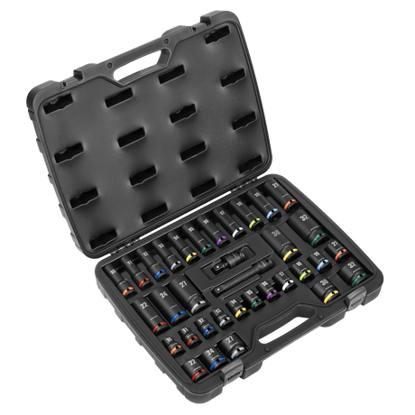 Premier AK5635M 34pc 1/2"Sq Drive Impact Socket Set - AK5635M - Sealey Tools UK - Workshop Tool Storage