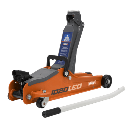 Sealey 1020LEO Trolley Jack 2tonne Low Entry Short Chassis - Orange - 1020LEO - Sealey Tools UK - Workshop Tool Storage