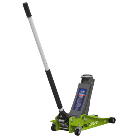 Sealey 2001LEHV Trolley Jack 2.25tonne Low Entry Rocket Lift Hi - Vis Green - 2001LEHV - Sealey Tools UK - Workshop Tool Storage