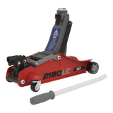Sealey 2180LE 180° Handle Trolley Jack 2 Tonne Low Profile Short Chassis - Red - 2180LE - Sealey Tools UK - Workshop Tool Storage