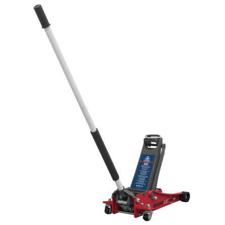 Sealey 3000LE Trolley Jack 3tonne Low Entry Rocket Lift Red - 3000LE - Sealey Tools UK - Workshop Tool Storage