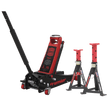 Sealey 3040ARCOMBO Trolley Jack 3t & Axle Stands (Pair) 3t per Stand Combo - 3040ARCOMBO - Sealey Tools UK - Workshop Tool Storage