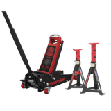 Sealey 3040ARCOMBO Trolley Jack 3t & Axle Stands (Pair) 3t per Stand Combo - 3040ARCOMBO - Sealey Tools UK - Workshop Tool Storage