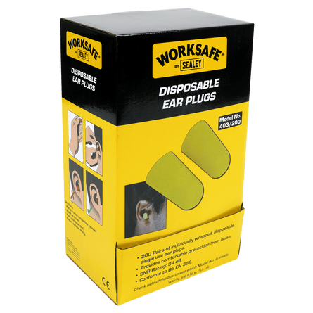 Sealey 403/200 Ear Plugs Disposable - 200 Pairs - 403/200 - Sealey Tools UK - Workshop Tool Storage