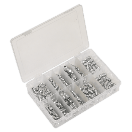 Sealey AB009GN Grease Nipple Assortment 130pc - Metric, BSP & UNF - AB009GN - Sealey Tools UK - Workshop Tool Storage