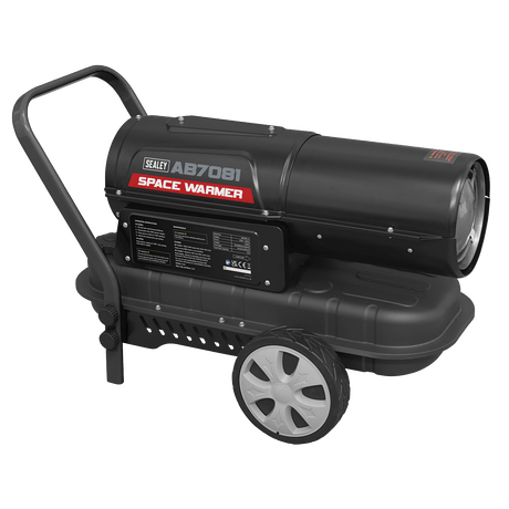 Sealey AB7081 Space Warmer® Paraffin/Kerosene/Diesel Heater 70,000Btu/hr with Wheels - AB7081 - Sealey Tools UK - Workshop Tool Storage