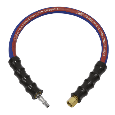 Sealey AH2R/38 Air Leader Hose 600mm x 10mm with Tailpiece & 1/4"BSP Union - AH2R/38 - Sealey Tools UK - Workshop Tool Storage