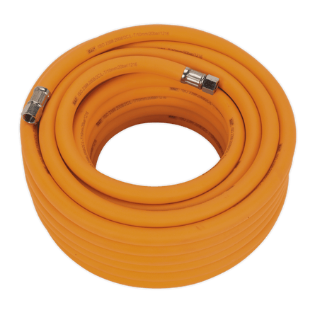 Sealey AHHC1538 Air Hose 15m x 10mm Hybrid High - Visibility with 1/4"BSP Unions - AHHC1538 - Sealey Tools UK - Workshop Tool Storage