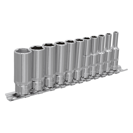 Sealey AK2671 Socket Set 11pc 1/4"Sq Drive Deep WallDrive® Imperial - AK2671 - Sealey Tools UK - Workshop Tool Storage
