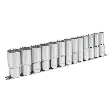 Sealey AK2675 Socket Set 13pc 1/2"Sq Drive 12pt Deep WallDrive® Imperial - AK2675 - Sealey Tools UK - Workshop Tool Storage