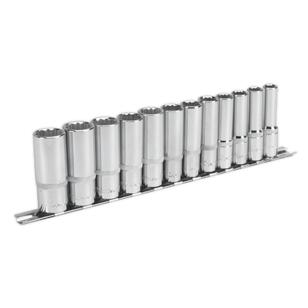 Sealey AK2683 Socket Set 12pc 3/8"Sq Drive 12pt Deep WallDrive® Metric - AK2683 - Sealey Tools UK - Workshop Tool Storage