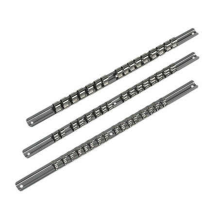 Sealey AK270 Socket Retaining Rail Set 3pc 1/4", 3/8" & 1/2"Sq Drive - AK270 - Sealey Tools UK - Workshop Tool Storage
