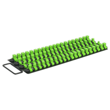 Sealey AK27051HV Socket Rail Tray 1/4", 3/8" & 1/2"Sq Drive - Hi - Vis Green - AK27051HV - Sealey Tools UK - Workshop Tool Storage