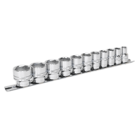 Sealey AK2740 Socket Set 11pc 3/8"Sq Drive Lock - On„¢ 6pt Imperial - AK2740 - Sealey Tools UK - Workshop Tool Storage