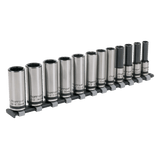 Sealey AK2744B Socket Set 12pc 3/8"Sq Drive Deep Lock - On„¢ 6pt Metric - Black Series - AK2744B - Sealey Tools UK - Workshop Tool Storage