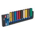 Sealey AK288D Multi - Coloured Socket Set 10pc 1/2"Sq Drive 6pt Deep WallDrive® Metric - AK288D - Sealey Tools UK - Workshop Tool Storage