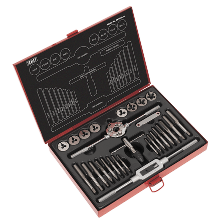 Sealey AK3028 Tap & Die Set 28pc Split Dies Metric - AK3028 - Sealey Tools UK - Workshop Tool Storage