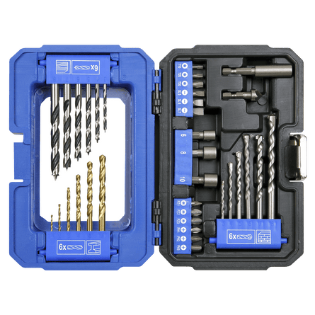 Sealey AK3735 Drill & Bit Accessory Set 35pc - AK3735 - Sealey Tools UK - Workshop Tool Storage