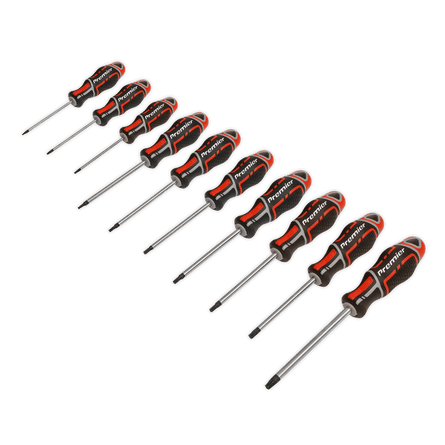 Sealey AK4324 Screwdriver Set 10pc TRX - Star* GripMAX® - Red - AK4324 - Sealey Tools UK - Workshop Tool Storage