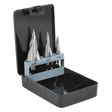 Sealey AK4749 HSS 4341 Step Drill Bit Set 3pc Spiral Flute - AK4749 - Sealey Tools UK - Workshop Tool Storage