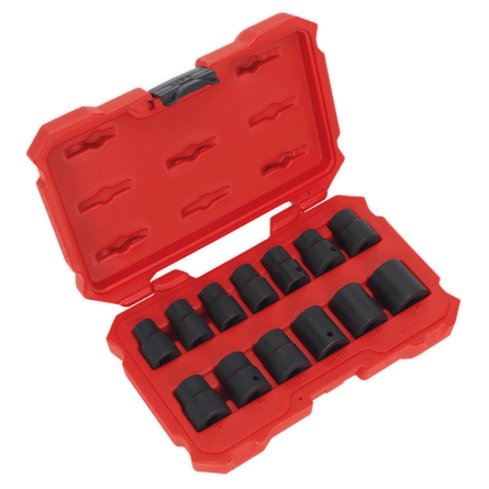 Sealey AK5616M Impact Socket Set 13pc 1/2"Sq Drive Lock - On„¢ 6pt Metric - AK5616M - Sealey Tools UK - Workshop Tool Storage